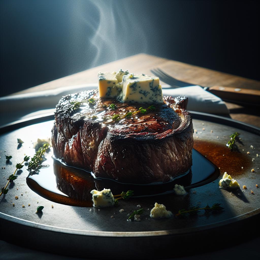 pan seared ribeye with blue cheese butter