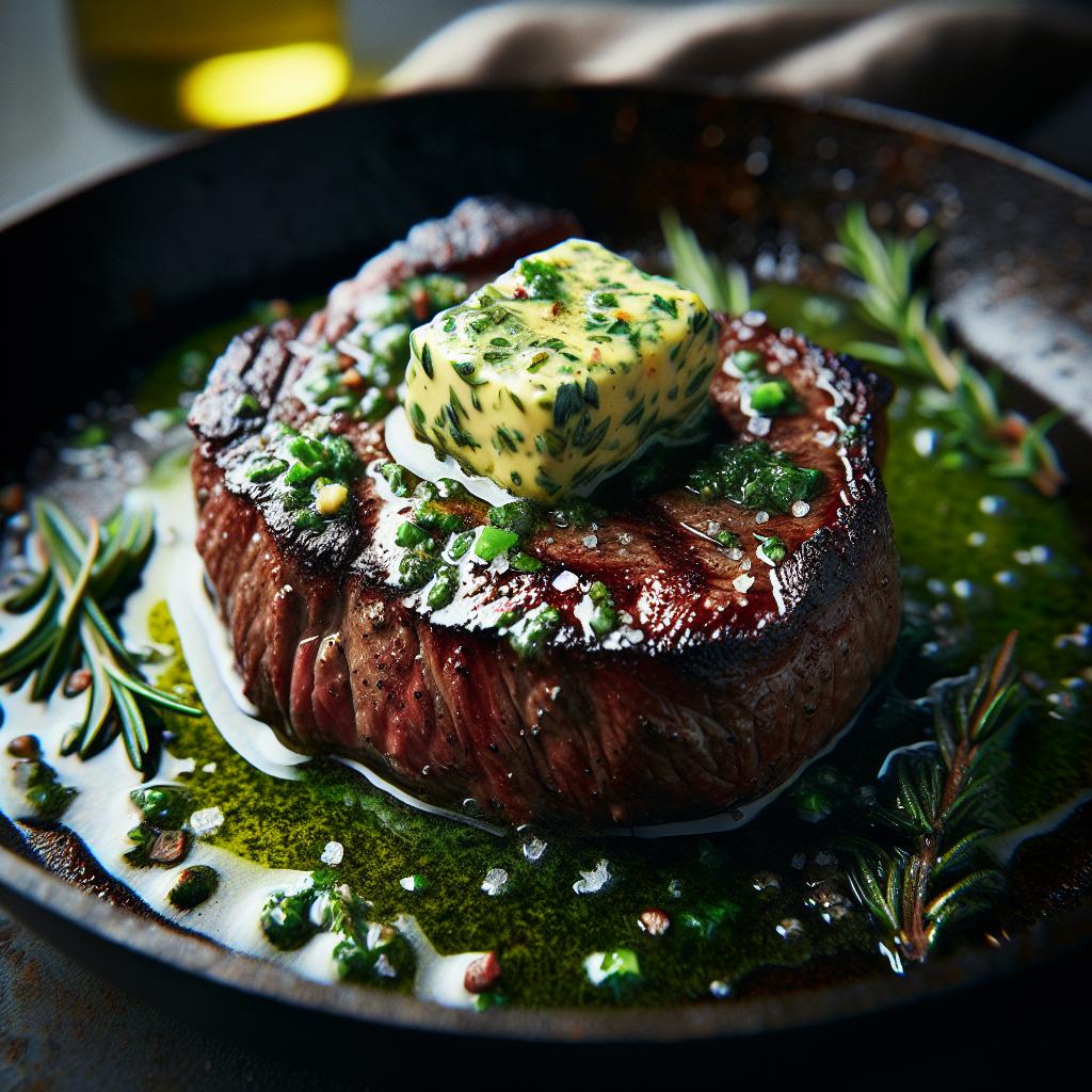 pan seared sirloin steak with herb butter