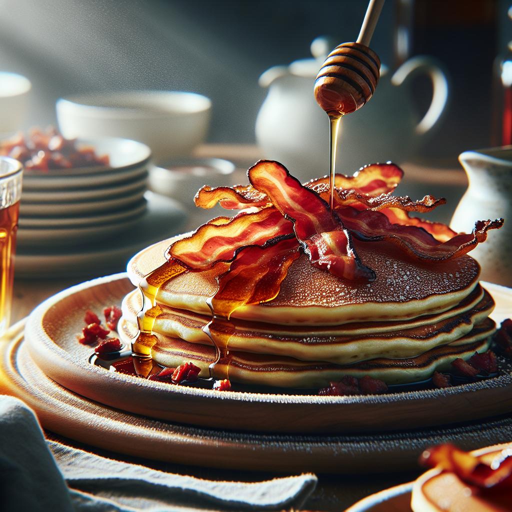 Pancakes with Bacon and Maple Syrup