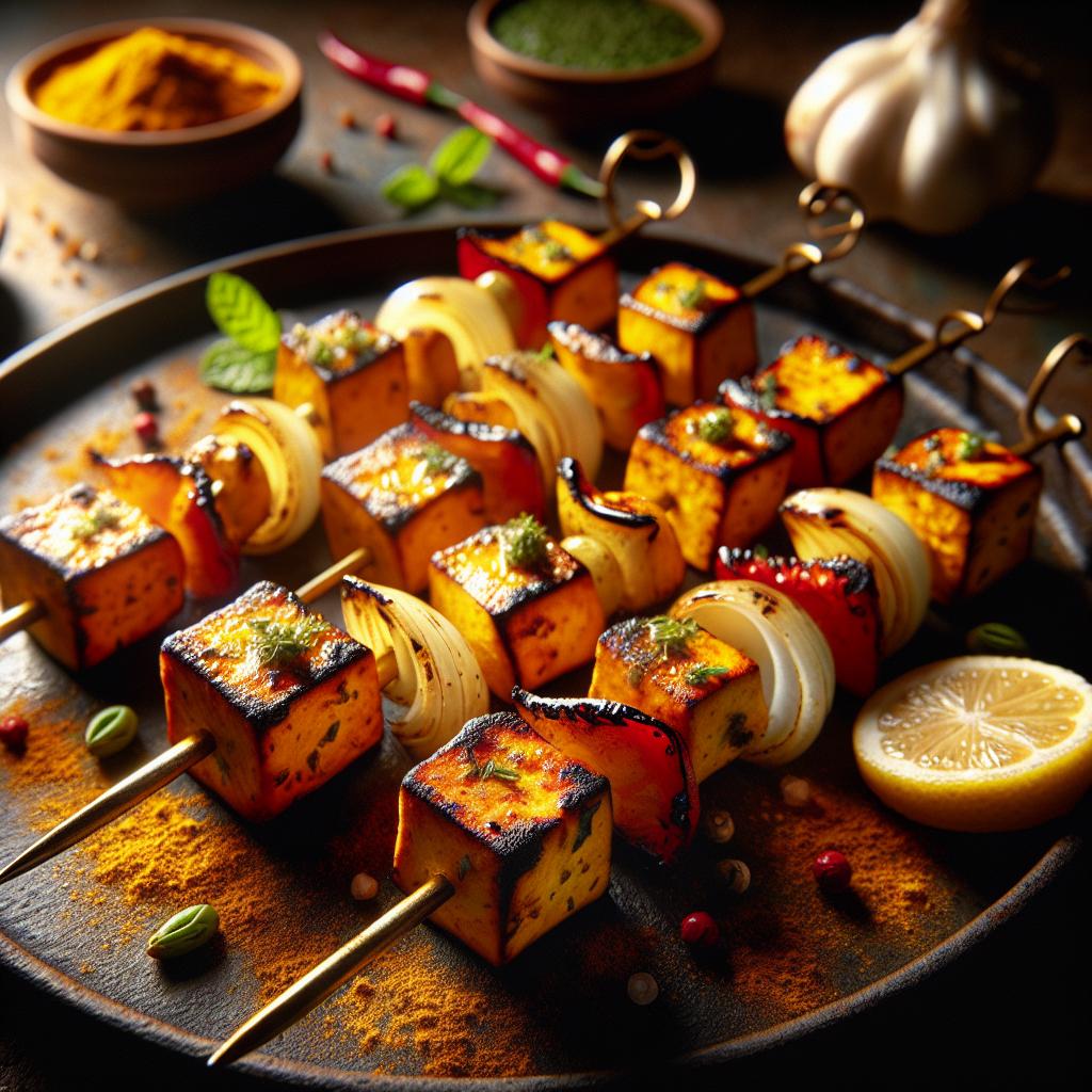 paneer tikka (marinated paneer cubes)