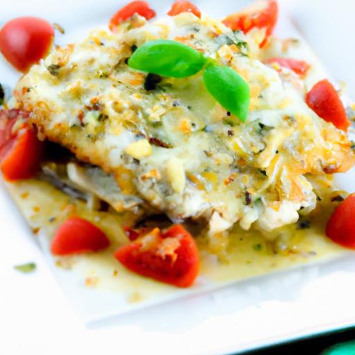 parmesan crusted white fish with tomato and basil