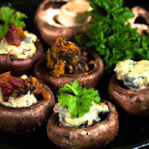 pastrami and blue cheese stuffed mushrooms