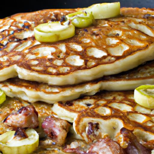 pastrami and leek pancakes