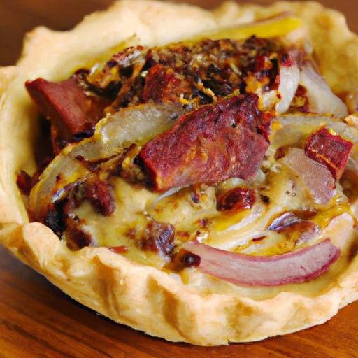 pastrami and onion tart