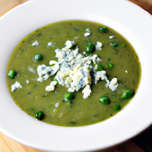 pea and blue cheese soup