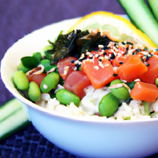 pea and salmon sushi bowl