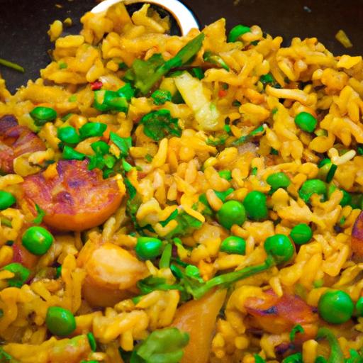 pea and sausage paella