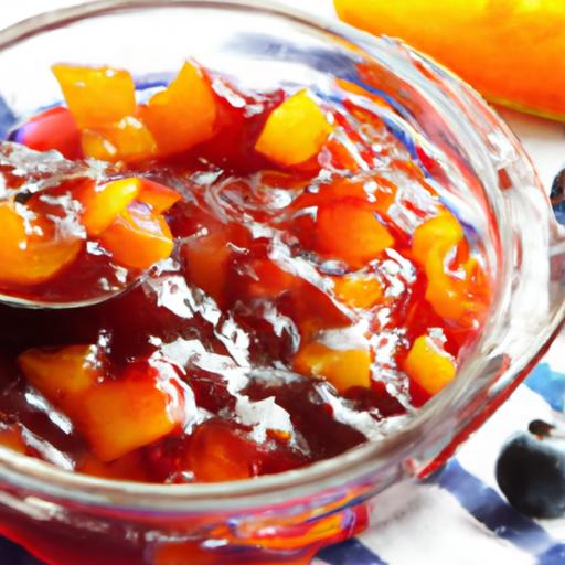 peach and blueberry jam