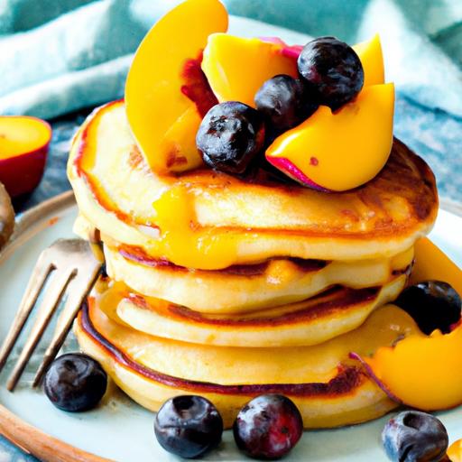 peach and blueberry pancakes