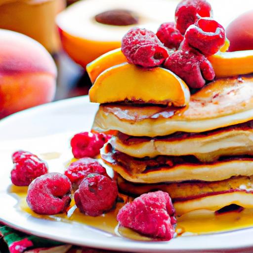 peach and raspberry pancakes