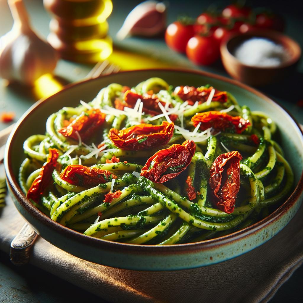 pesto pasta with sun dried tomatoes