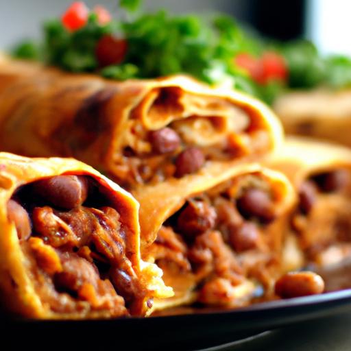 pinto bean and beef chimichangas