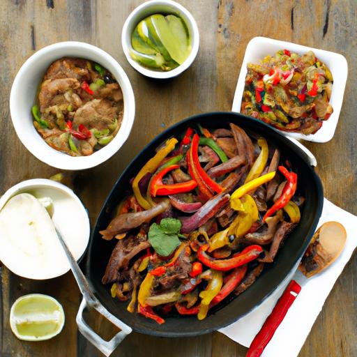 pinto bean and beef fajitas