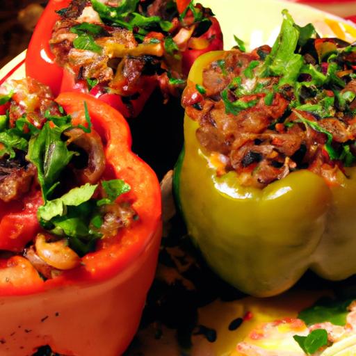 pinto bean and beef stuffed peppers