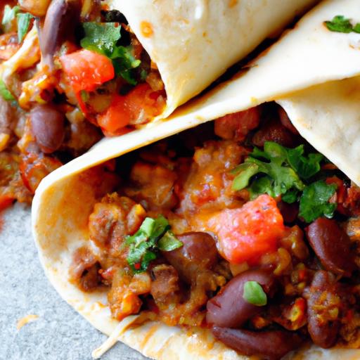 pinto bean and ground beef burritos