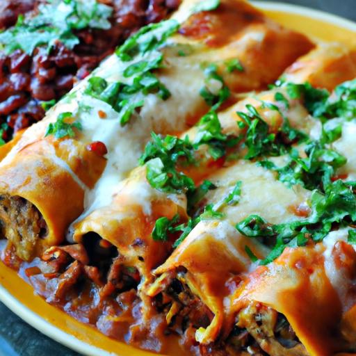 pinto bean and ground beef enchiladas