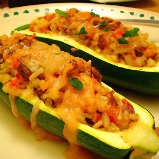 pinto bean and rice stuffed zucchini