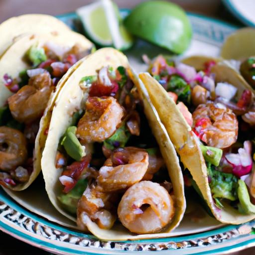 pinto bean and shrimp tacos