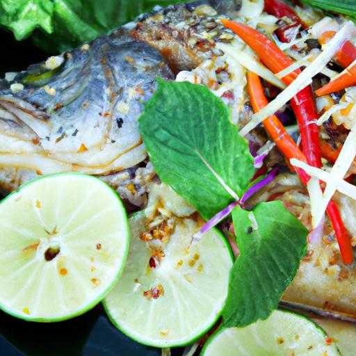 pla nueng manao (steamed fish with lime)