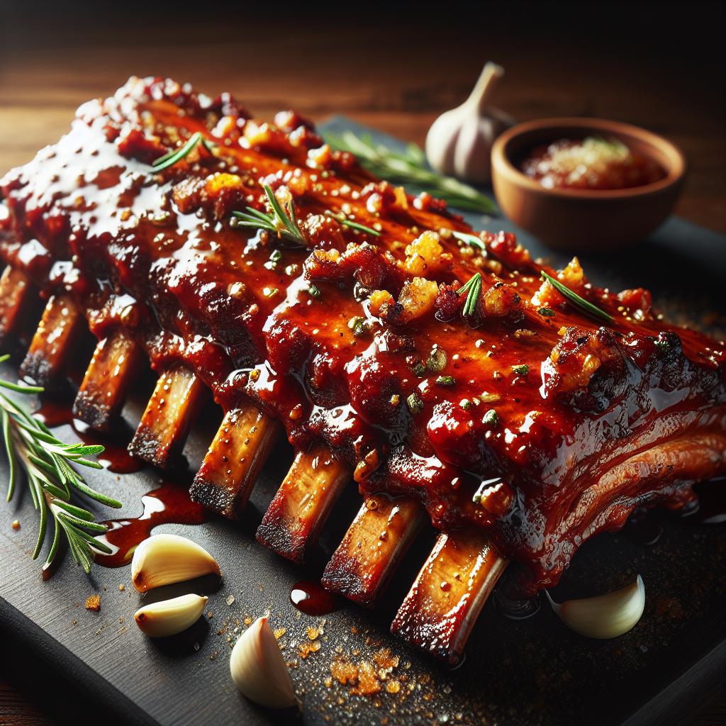 pork ribs with a red wine glaze