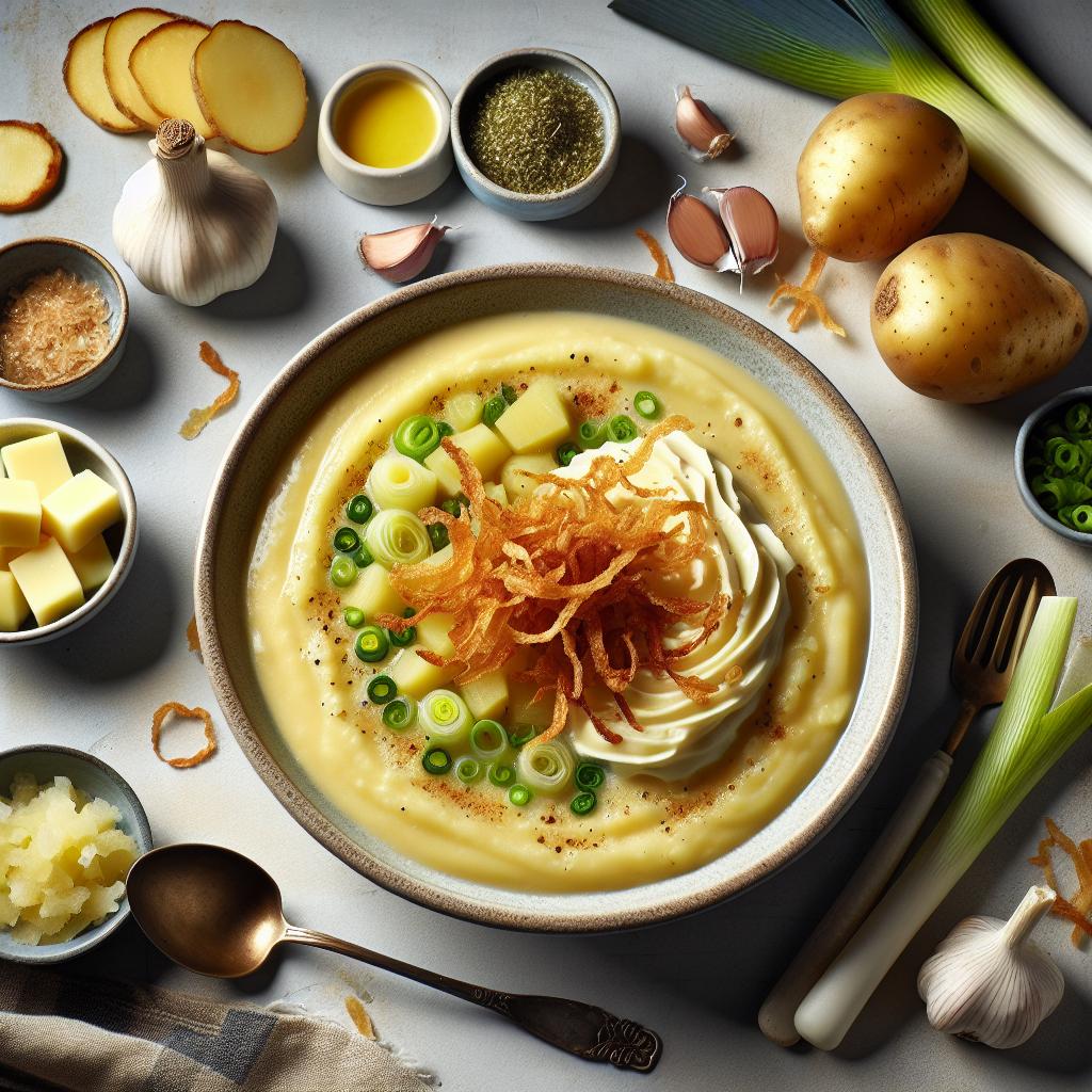 potato leek soup with crispy leeks