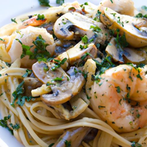 Prawn and Mushroom Linguine