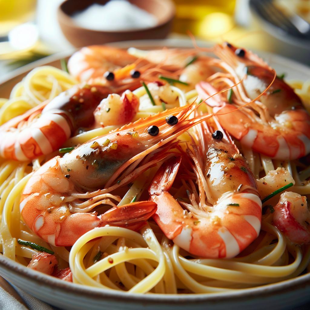 prawn linguine in white wine sauce