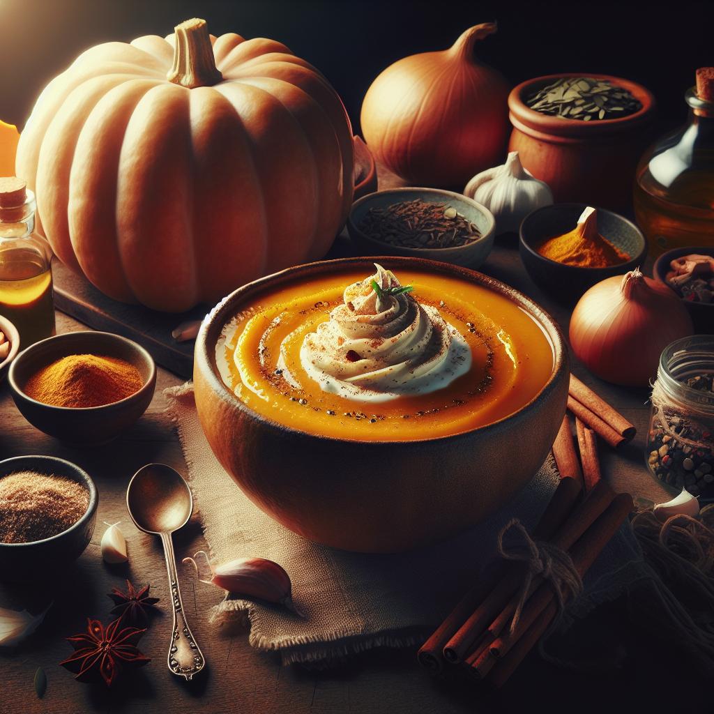 pumpkin soup with spiced crème fraîche