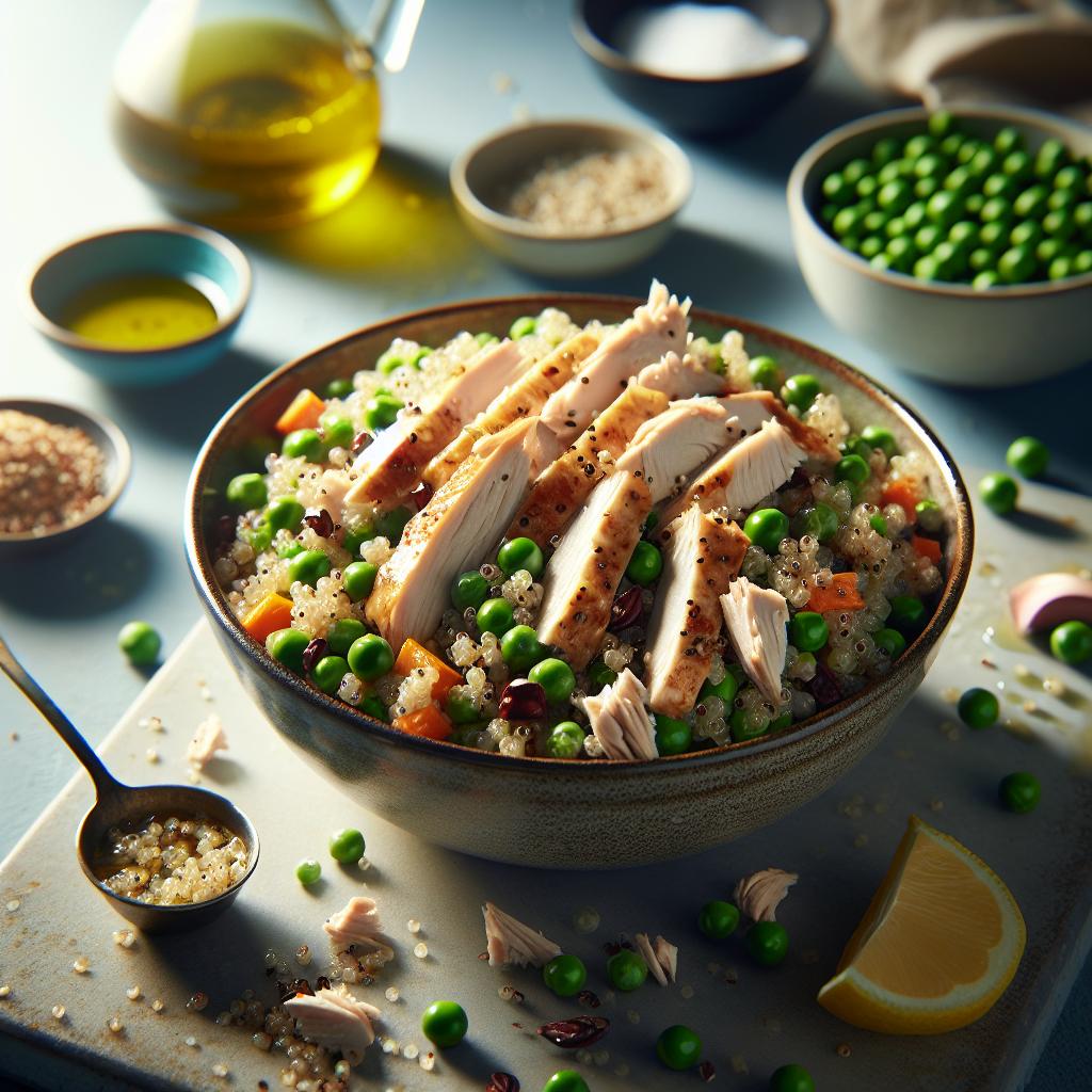 quinoa, chicken and pea salad