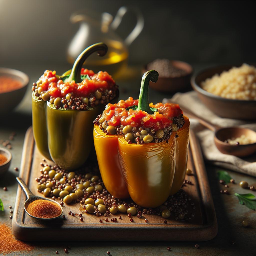 quinoa and lentil stuffed peppers