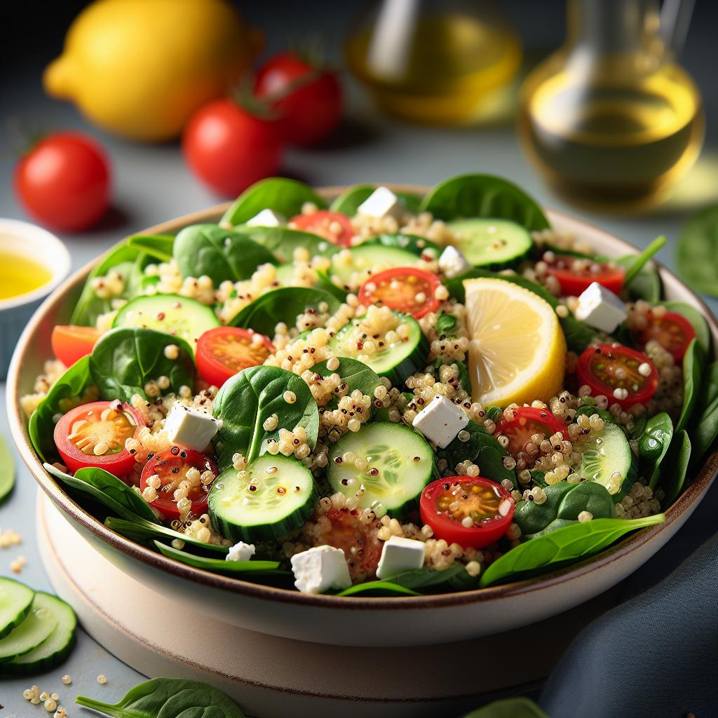 Quinoa Spinach Salad with Lemon Vinaigrette