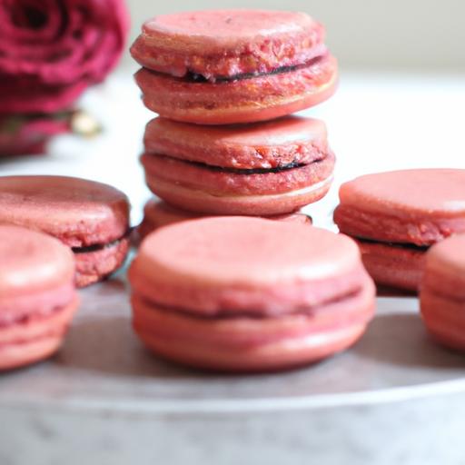 raspberry rose macarons