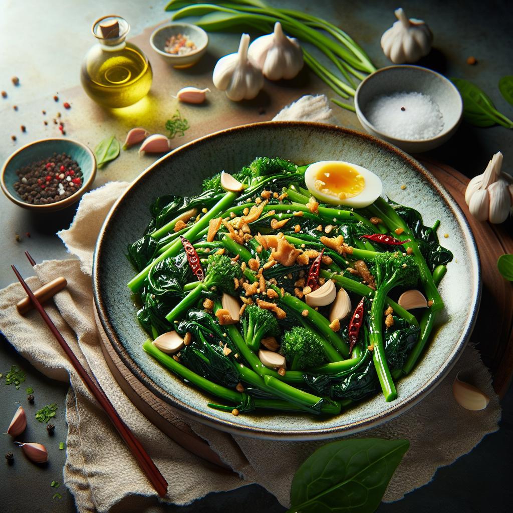 rau muong xao toi (stir fried water spinach with garlic)