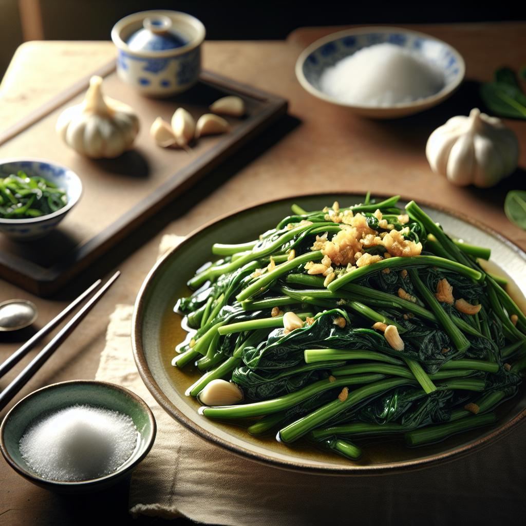 rau muống xào tỏi (stir fried water spinach with garlic)