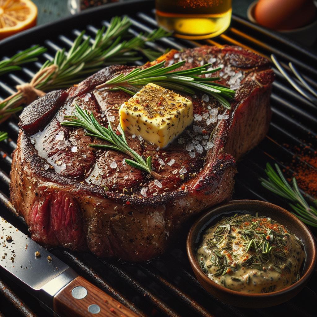 ribeye steak with herb butter