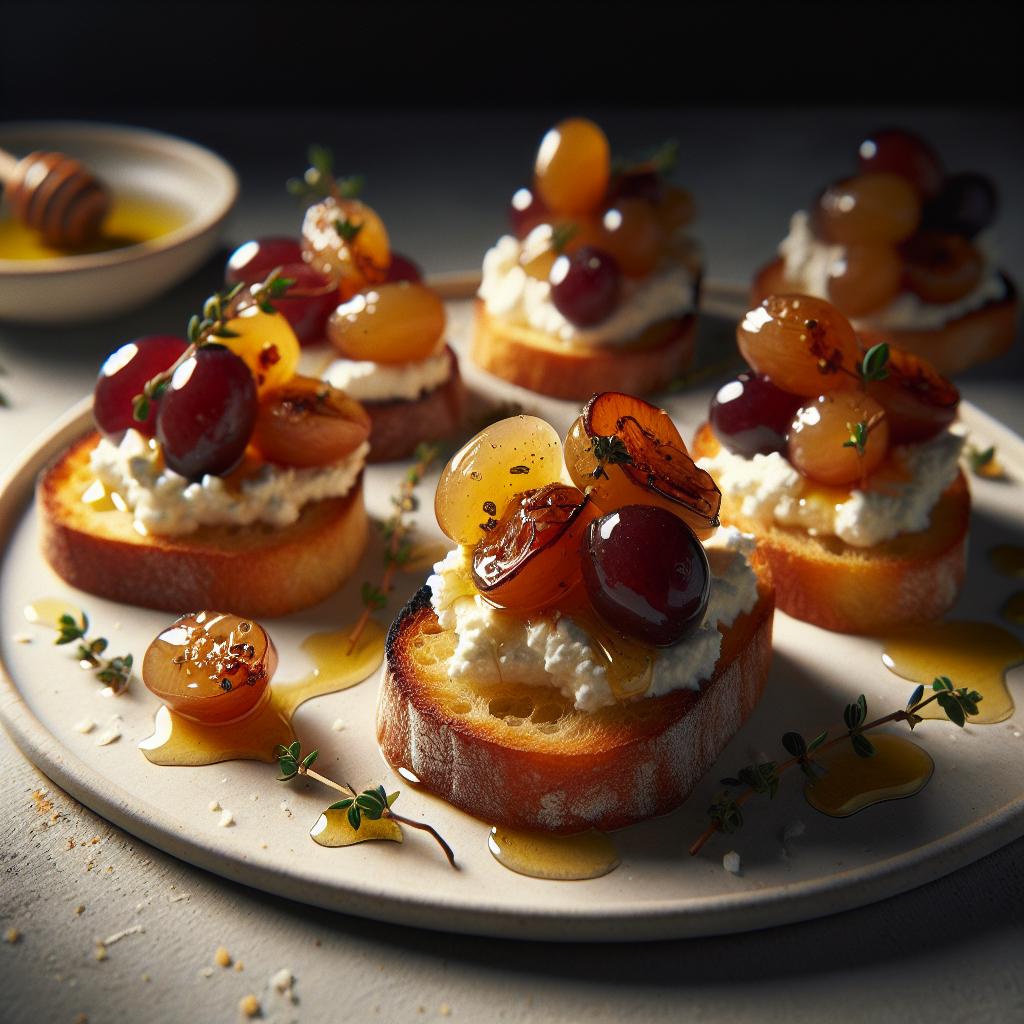 ricotta and roasted grape crostini