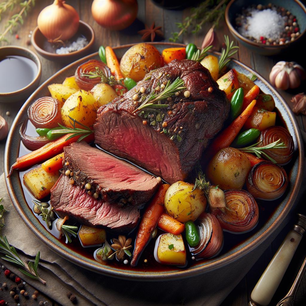 roast venison with vegetables