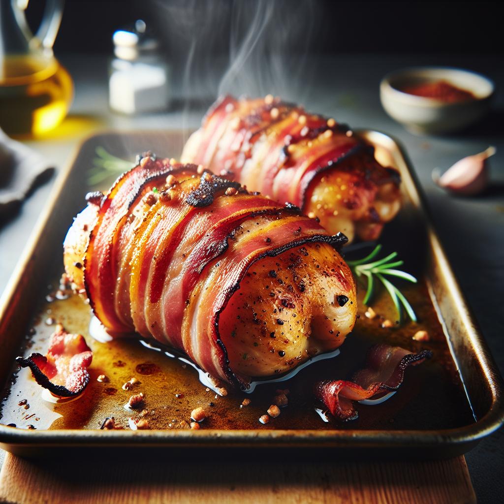 roasted bacon wrapped chicken breast