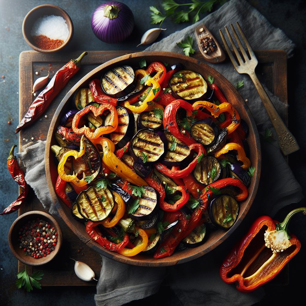 Roasted Bell Pepper and Eggplant Salad