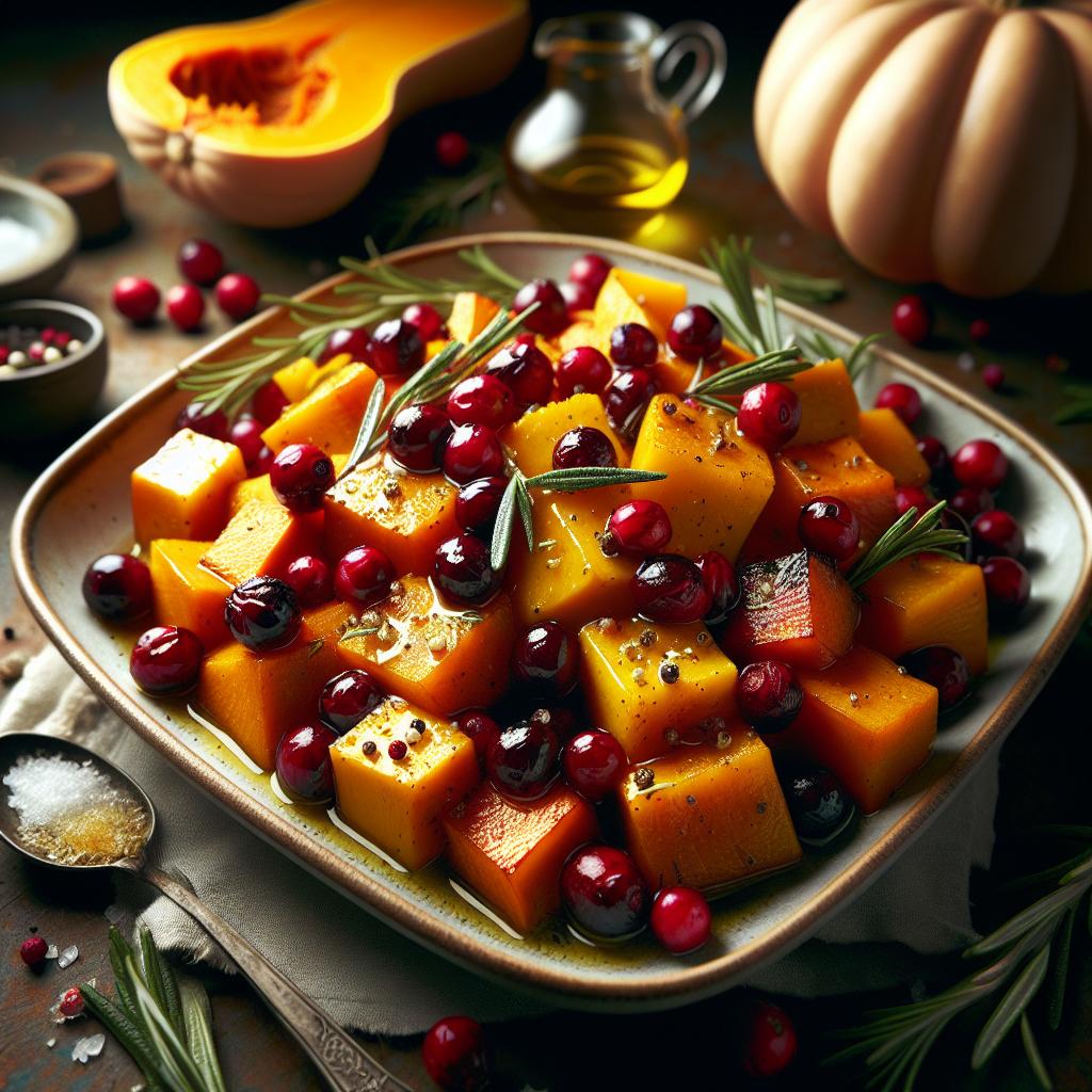 Roasted Butternut Squash with Cranberries