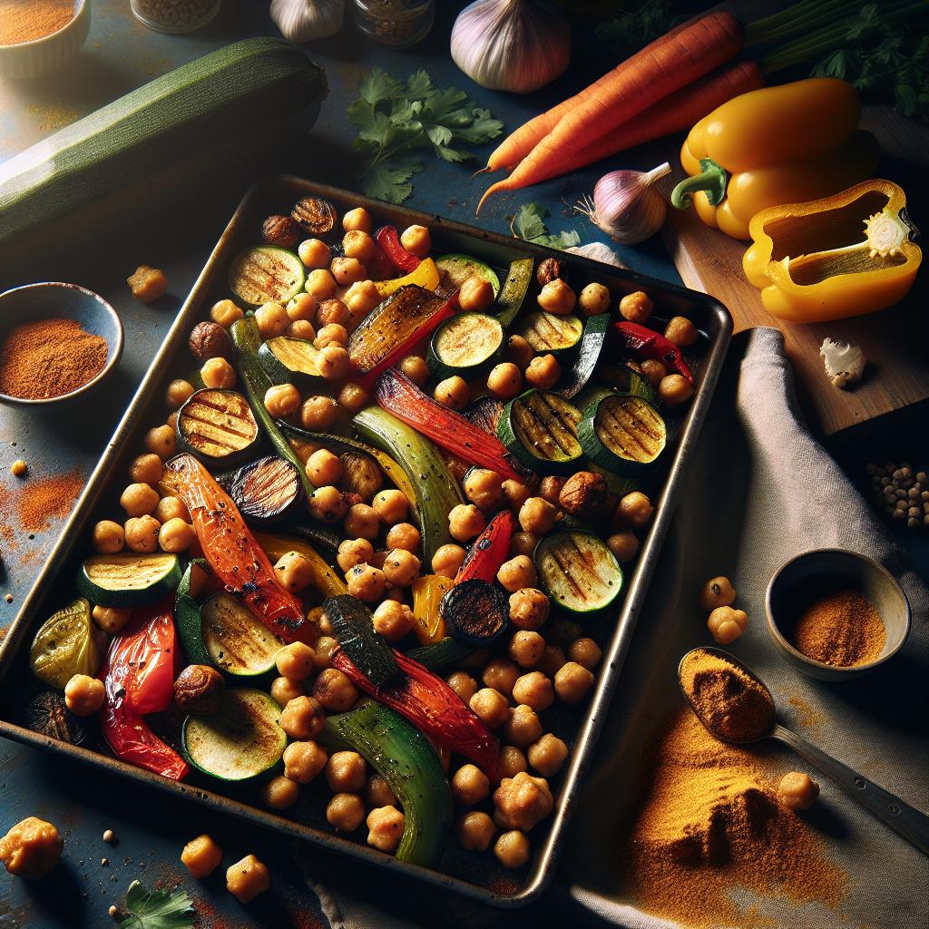 roasted chickpeas and vegetables