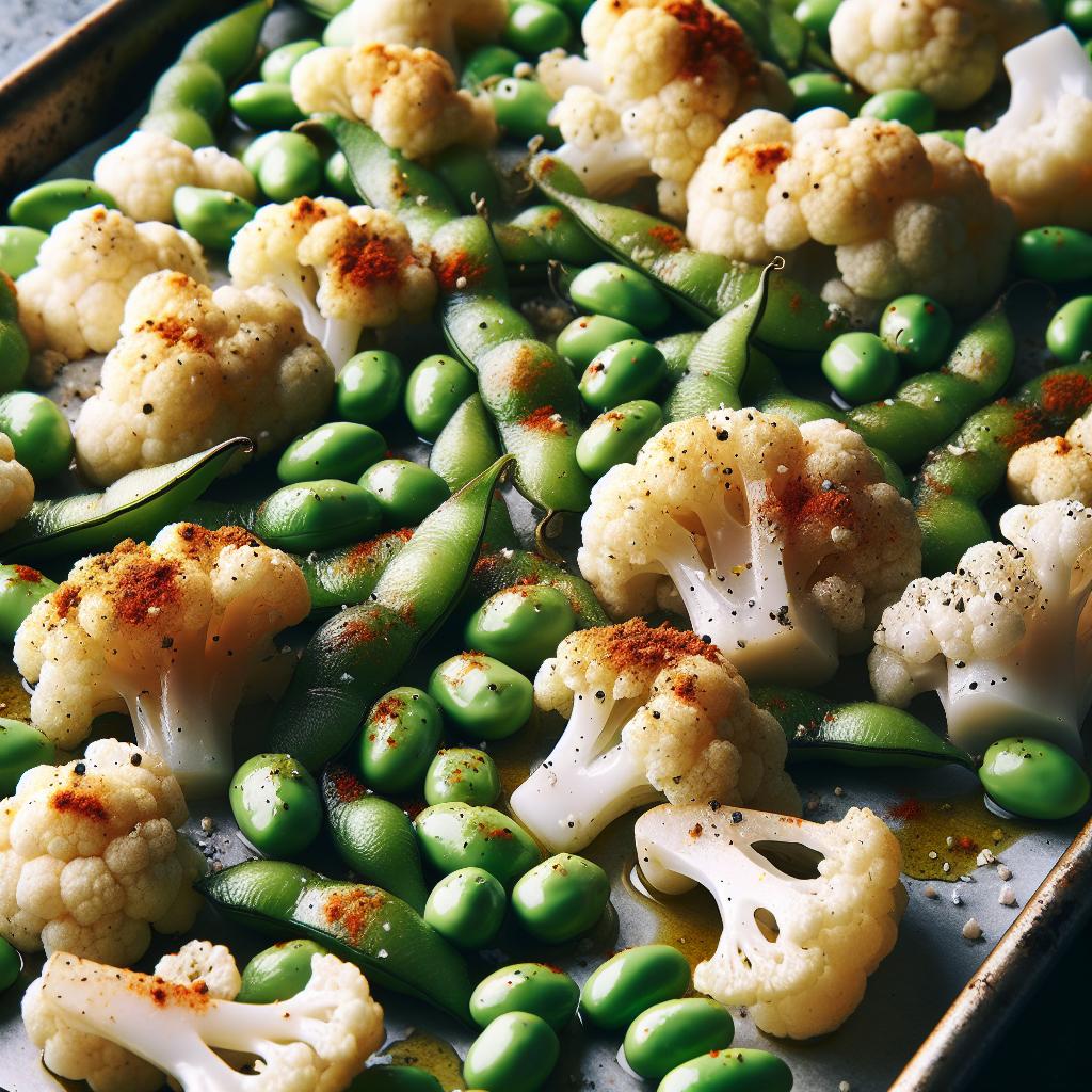 roasted edamame and cauliflower