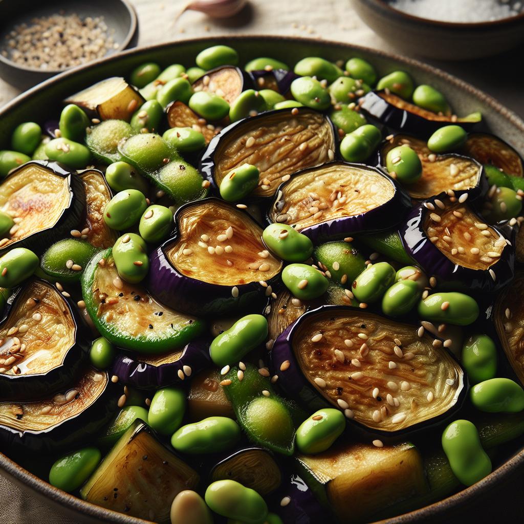 Roasted Eggplant with Edamame