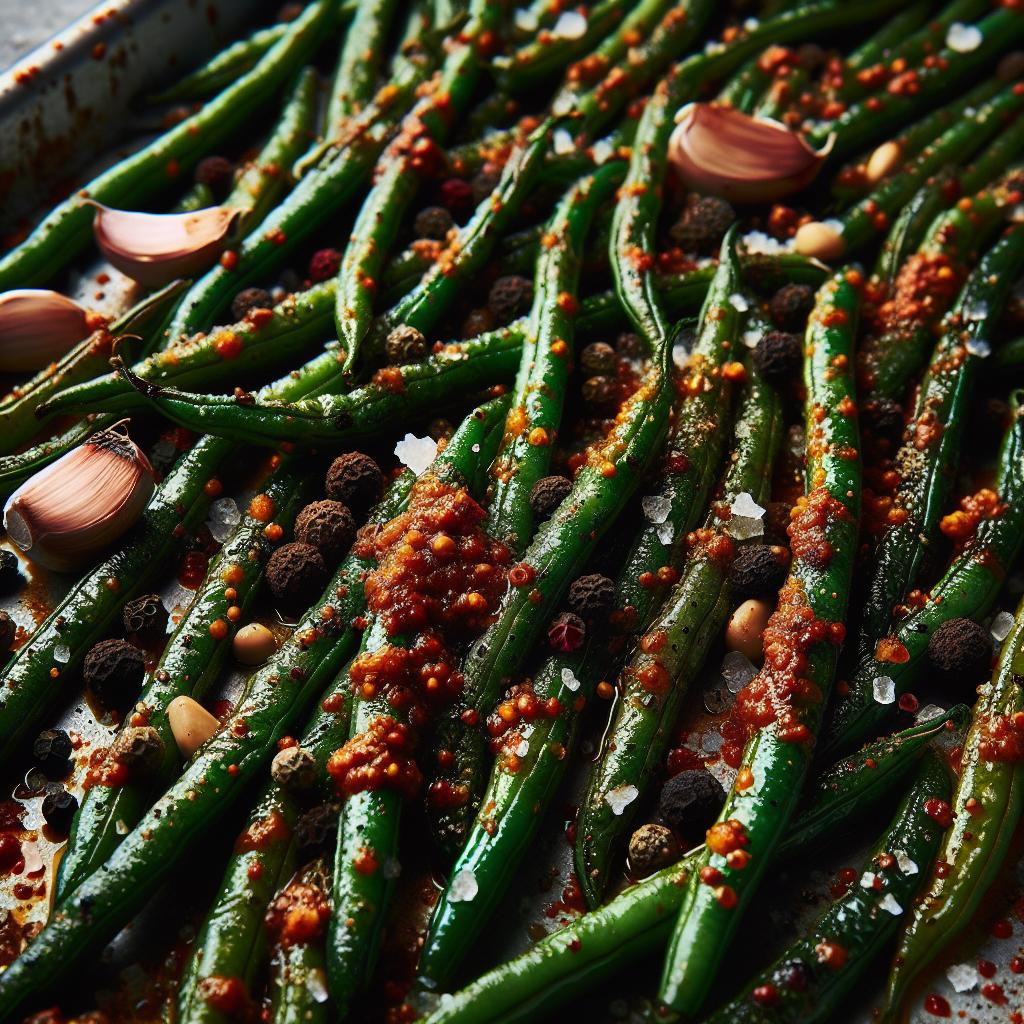 roasted green beans with harissa