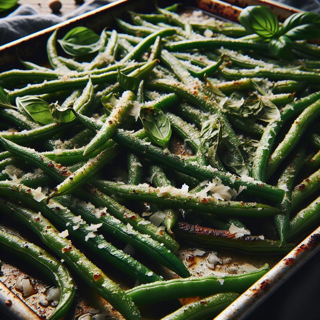 roasted green beans with parmesan and basil