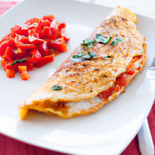 Roasted Red Pepper and Goat Cheese Omelette