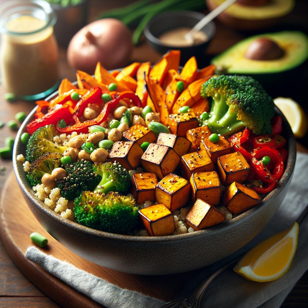 roasted vegetable and tempeh buddha bowl