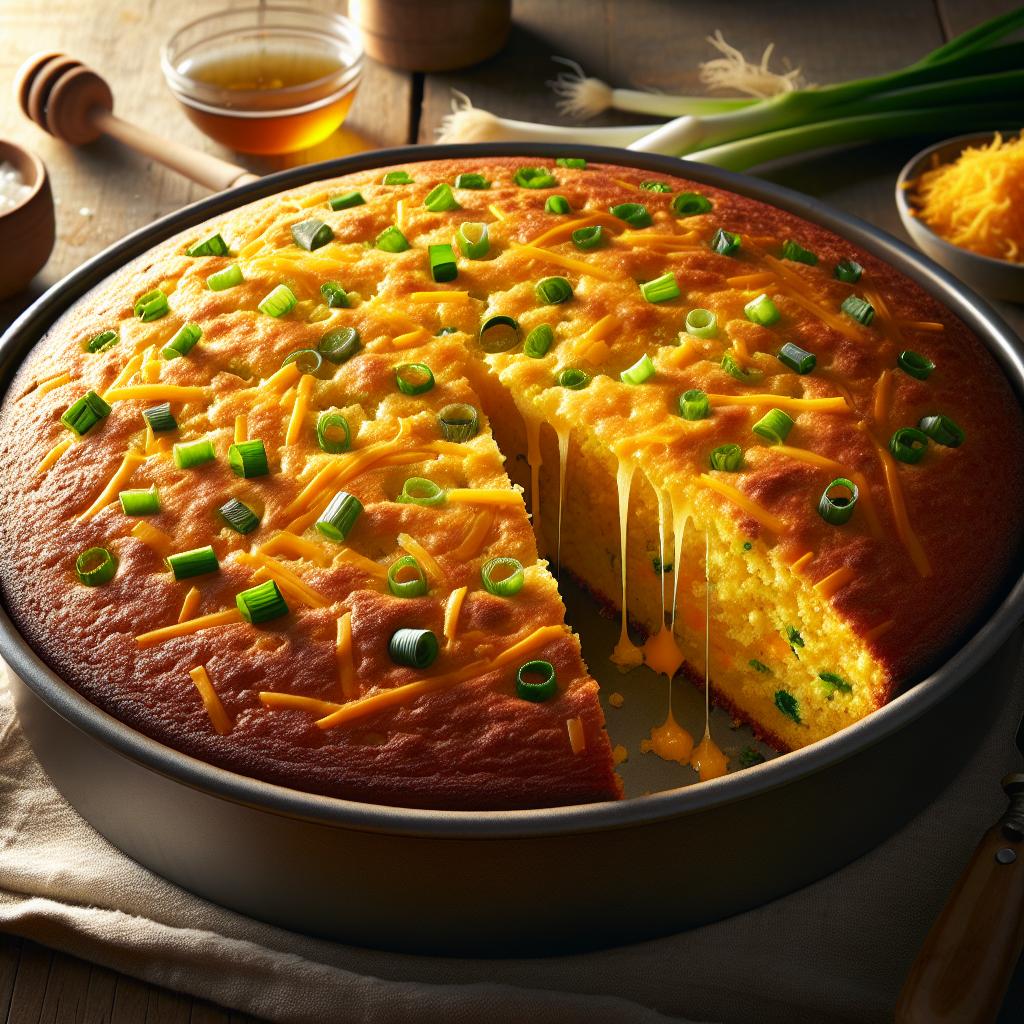 Rustic Cornbread with Cheddar and Scallions