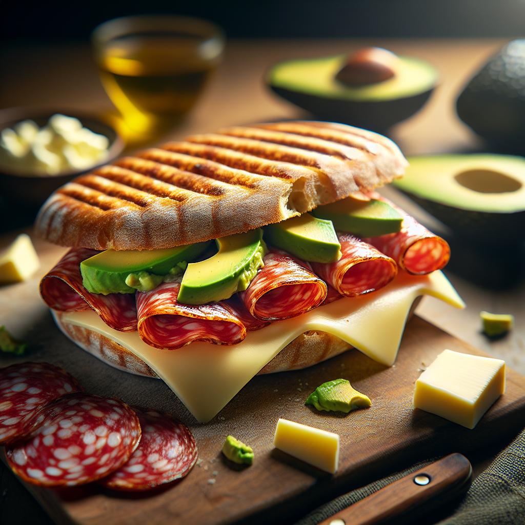 Salami and Avocado Panini