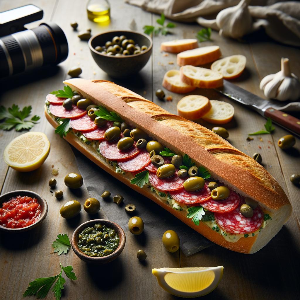 salami and olive tapenade baguette